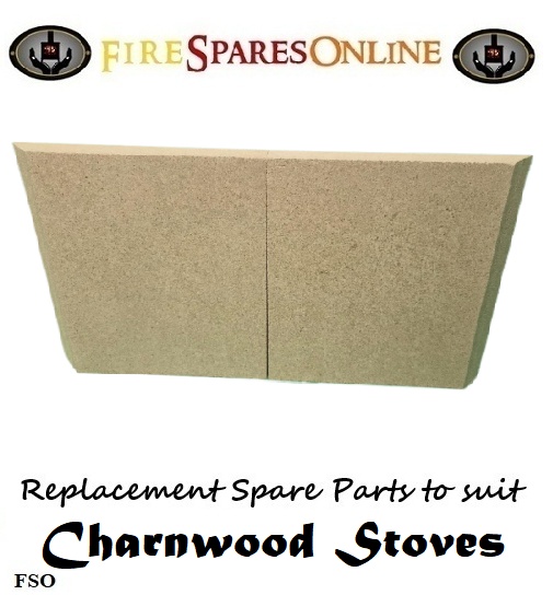 Charnwood Country 6 MK2 stove sparers, 011-GV28S Pair of Rear Bricks old design with 45 degree joint. 011-GV28S Charnwood-Country-6-MK2-stove-sparers-011-GV28S-Pair-of-Rear-Bricks-old-design-with-45-degree-joint