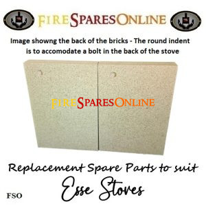 ESSE 1 Multi fuel REAR Bricks FM5-040 NON-ECO at www.firesparesonline.co.uk includes 2 REARS WITH SMALL indent hole on the back
