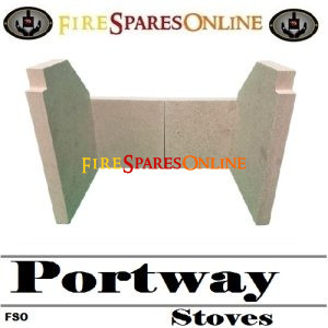 Portway 1 Stove Fire Brick set, two part rear brick B-154430 - B-154420 -